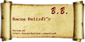 Bacsa Belizár névjegykártya